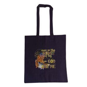 God Working It Out For Me Purple Reuseable Farmers Market Canvas Tote Handbag